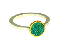 Load image into Gallery viewer, Ring Silber 925 vergoldet crushed Türkis Stein Kreis

