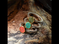 Load image into Gallery viewer, Ring Silber 925 vergoldet crushed Türkis Stein Kreis
