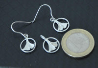 Load image into Gallery viewer, Silber 925 Ginkgo in Kreis vergoldet Ohrringe Anhänger
