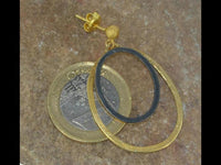 Load image into Gallery viewer, Ohrstecker Silber 925 vergoldet Ellipsen gold schwarz
