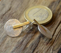 Load image into Gallery viewer, Ohrstecker Silber 925 vergoldet Kreis Linie gebürstet
