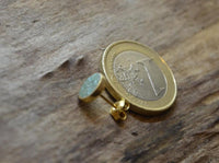 Load image into Gallery viewer, Ohrstecker Silber 925 vergoldet crushed Stein Malachit rund
