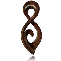Cargar imagen en el visor de la galería, A Piercing Narra Holz Twister in brown with a loop, pointed tip, and spiral expander design, featuring a unique grained finish—ideal as a standout plug or addition to your piercing collection. Shown photographed on white.
