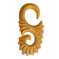 Load image into Gallery viewer, Piercing Holz Jack fruit wood Abstrakt S-Form Ohrstecker Expander handgeschnitzt
