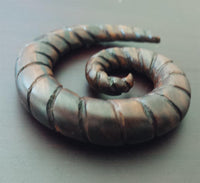 Load image into Gallery viewer, Narraholz Piercing Holz Spiralgravur dunkelbraun Spirale 4mm 6mm 8mm Dehnspirale
