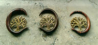 Cargar imagen en el visor de la galería, Holz dunkelbraun Piercing Hook Brass gold Baum des Lebens

