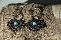 Cargar imagen en el visor de la galería, Piercing White Brass Hook Ohrhänger 1.3mm Türkis Herz
