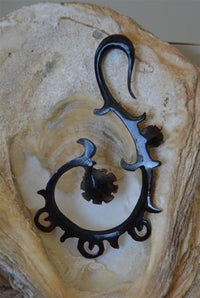 Cargar imagen en el visor de la galería, Horn Piercing Dehnschnecke Abalone Inlay Blume Spirale
