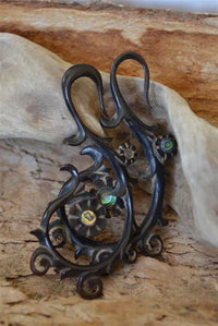 Cargar imagen en el visor de la galería, Horn Piercing Dehnschnecke Abalone Inlay Blume Spirale
