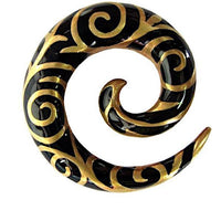 Load image into Gallery viewer, Brass Piercing Dehnschnecke Resin schwarz gold Spiralen
