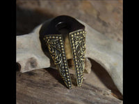 Load image into Gallery viewer, Piercing Ohrgewicht Arangholz Brass Ornament Pfeil 12mm
