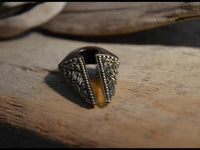 Load image into Gallery viewer, Piercing Ohrgewicht Arangholz Brass Ornament Pfeil 12mm
