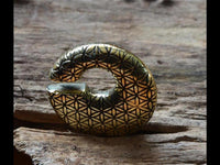 Cargar imagen en el visor de la galería, Ohrgewicht Brass Piercing 10mm Blume des Lebens Kreis
