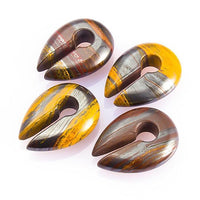 Load image into Gallery viewer, Ohrgewicht Natur Stein 12mm Tropfen Schlüsselloch braun
