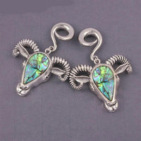 Load image into Gallery viewer, Ohrgewicht Piercing Hook Edelstahl Abalone Widder Kuh
