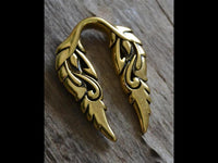 Load image into Gallery viewer, Ohrgewicht 14mm Dehner Edelstahl gold PVD Spiral Flügel
