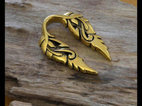 Load image into Gallery viewer, Ohrgewicht 14mm Dehner Edelstahl gold PVD Spiral Flügel
