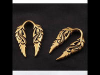 Load image into Gallery viewer, Ohrgewicht 14mm Dehner Edelstahl gold PVD Spiral Flügel
