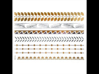 Load image into Gallery viewer, Tattoo Motivbogen golden silbern temporär Bänder Natur Klebetattoos Schmuck Tattoos
