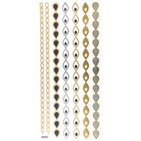 Load image into Gallery viewer, Tattoo Motivbogen golden silbern temporär Klebetattoos Tropfen Ketten Schmuck Tattoos
