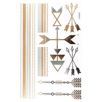 Load image into Gallery viewer, Tattoo Motivbogen golden silbern temporär Klebetattoos Pfeile Bänder Schmuck Tattoos
