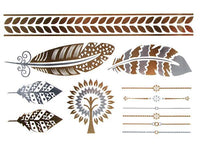 Load image into Gallery viewer, Tattoo golden silbern temporär Motivbogen Klebetattoos Baum des Lebens Schmuck Tattoos
