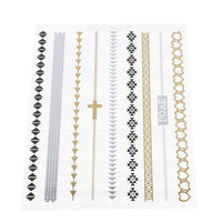 Load image into Gallery viewer, Tattoo golden silbern temporär Klebetattoos schwarz Ketten Kreuz Love Tattoos Motivbogen
