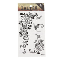 Load image into Gallery viewer, Tattoo schwarz Blumen Ranken Blätter Schmetterling Schnörkel temporär Klebetattoos
