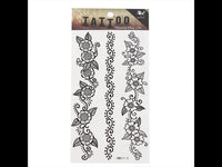 Load image into Gallery viewer, Tattoo schwarz Schnörkel Linien Büten Ranken Armband Handgelenk temporär Klebetattoos
