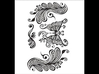 Load image into Gallery viewer, Tattoo schwarz Schmetterling verziert Ornament Tropfenform temporär Klebetattoos
