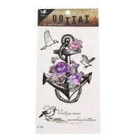 Load image into Gallery viewer, Tattoo Anker schwarz Seil Blumen rosa lila Vögel Spruch 4 Motive 1 Bogen
