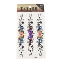 Cargar imagen en el visor de la galería, Klebetattoo Tribal schwarz länglich bunt Blumen Schmetterling 3 Motive 1 Bogen
