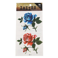 Cargar imagen en el visor de la galería, Klebetattoo Rosen rot blau gezeichnet Auqarell Effekt 2 Motive 1 Bogen
