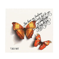 Cargar imagen en el visor de la galería, Klebetattoo Schmetterlinge realistisch rot orange Schatten Spruch Schreibschrift
