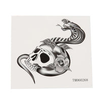Cargar imagen en el visor de la galería, Klebetattoo temporär Totenkopf Rosen Kobra Schlange Rosen schwarz weiß 1 Bogen
