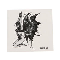 Load image into Gallery viewer, Klebetattoo Fee Flügel Frau gefesselt Fantasy schwarz weiß 1 Motiv 1 Bogen
