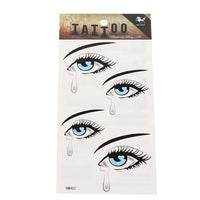 Load image into Gallery viewer, Klebetattoo Augen weinend Pupille hellblau Tränen traurig 4 Motive 1 Bogen
