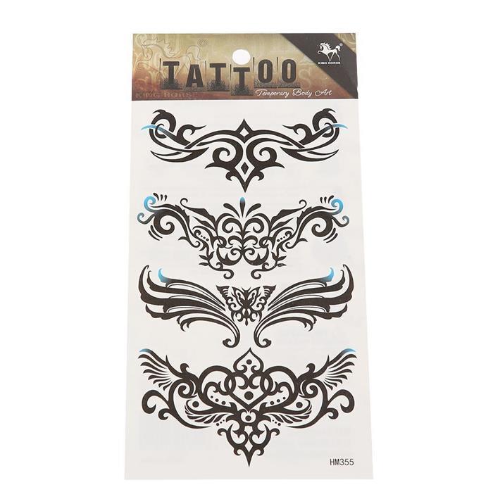 Klebetattoo Tribal diverse Designs symmetrisch schwarz blau 4 Motive 1 Bogen