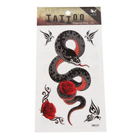 Load image into Gallery viewer, Klebetattoo Schlange schwarz rot Rose Tribal Schmetterlinge 5 Motive 1 Bogen
