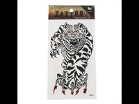 Cargar imagen en el visor de la galería, Klebetattoo Tiger springend schwrz weiß Krallen rot Blut 1 Motiv 1 Bogen
