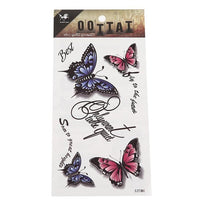 Cargar imagen en el visor de la galería, Klebetattoo Schmetterlinge rosa blau diverse Sprüche Schriften 8 Motive 1 Bogen

