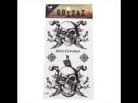 Load image into Gallery viewer, Klebetattoo Piraten Totenköpfe schwarz weiß Schädel 5 Motive  1 Bogen
