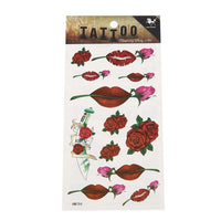 Load image into Gallery viewer, Klebe Tattoo Rosen rot pink Kussmund Lippen Mund Lippenstift 12 Motive 1 Bogen
