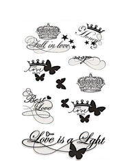 Cargar imagen en el visor de la galería, Klebetattoos Tattoo Krone Schmetterling Sterne Love Story 1 Bogen 9 Motive

