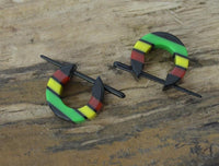 Load image into Gallery viewer, Pin Creolen Stick Ohrringe Acryl Rasta Farben 1.6mm
