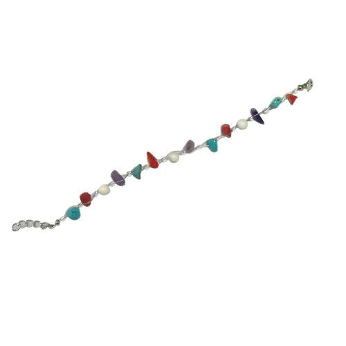 Steinsplitter Armband rot türkis weiß lila Splittsteine nickelfrei Metallverschluss 19cm-22cm