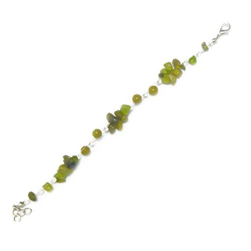 Steinsplitter grün Steinkugel Armband Bündel Damen Karabinerverschluss nickelfrei 19cm-20cm