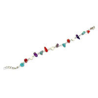 Load image into Gallery viewer, Steinsplitter lila rot türkis Armband weiß Steinkugel nickelfrei Metallverschluss, 19cm-22cm
