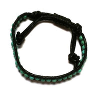 Load image into Gallery viewer, Lederarmband Leder Armband schwarz Türkis Perlen Unisex Schmuck Freundschaftsarmband verstellbar
