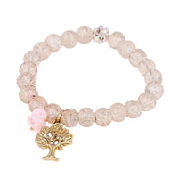 Load image into Gallery viewer, Armband Kristall Style Perlen weiß Glitzerkugel rosa Rose Baum Brass verstellbar
